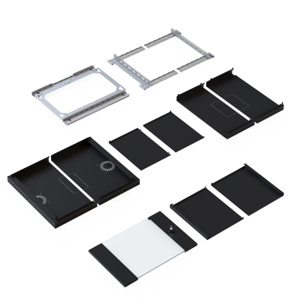 Wandgehäuse X-Rack mit Glastür 400-600mm -- 9HE schwarz RAL9005