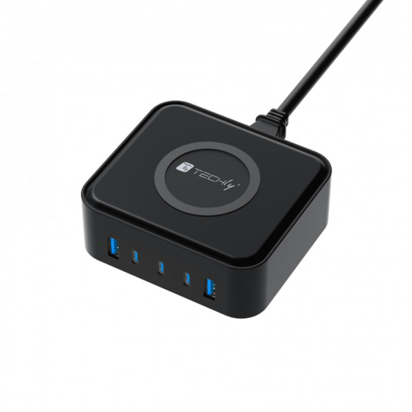Wireless Ladestation 65W 3xUSB-C? - 2xUSB-A, 1,5m Kabel schwarz