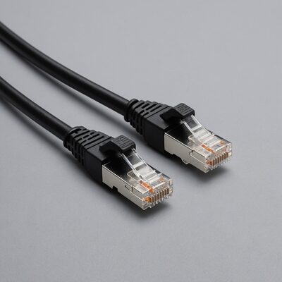 RJ45 Patchkabel Cat.6A S/FTP VOIP kurze Tülle schwarz
