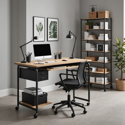 Trolleys, Schreibtische & Stühle