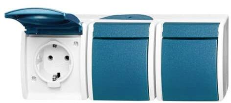 BJ APWG ocean Schuko 2300/3EW-53 3fach waagerecht grau/ blaugrün BJ APWG ocean Schuko 2300/3EW-53 3fach waagerecht grau/ blaugrün
