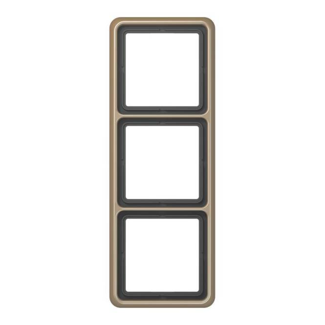 4011377055308 - Rahmen 3fach senkrechte und waagerechte Montage Aluminium eloxiert CD 500 gold-bronze CD583GB - Jung