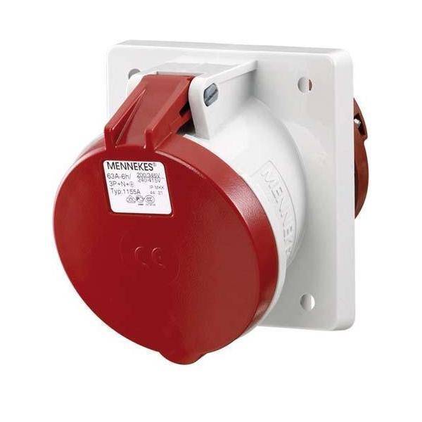 4015394007890 - CEE-Anbausteckdose 5p 63A 400V rt 6h Kst IP44 Schraubkl abgew 106x110mm 1155A - Mennekes 4015394007890 - CEE-Anbausteckdose 5p 63A 400V rt 6h Kst IP44 Schraubkl abgew 106x110mm 1155A - Mennekes