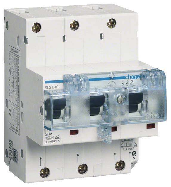 Hager SLS-Schalter 3polig E-40A HTN340E f.Hutschienenmontage Hager SLS-Schalter 3polig E-40A HTN340E f.Hutschienenmontage