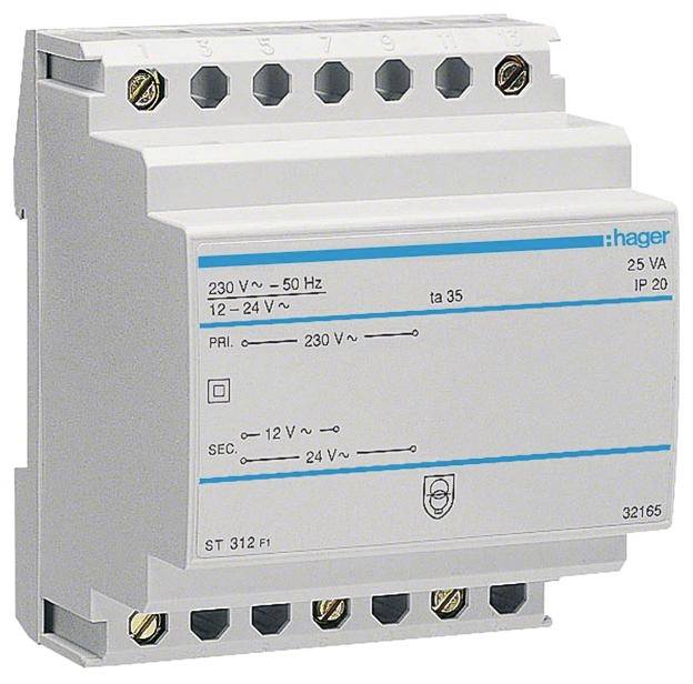 3250615703125 - Sicherheitstrafo 230V 12 - 24V Ac 25 Va 4 Module ST312 - Hager 3250615703125 - Sicherheitstrafo 230V 12 - 24V Ac 25 Va 4 Module ST312 - Hager