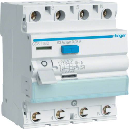Hager Fi-Schalter 4polig 6kA 40A CDS440D ** 30mA Typ A QuickConnect Hager Fi-Schalter 4polig 6kA 40A CDS440D ** 30mA Typ A QuickConnect