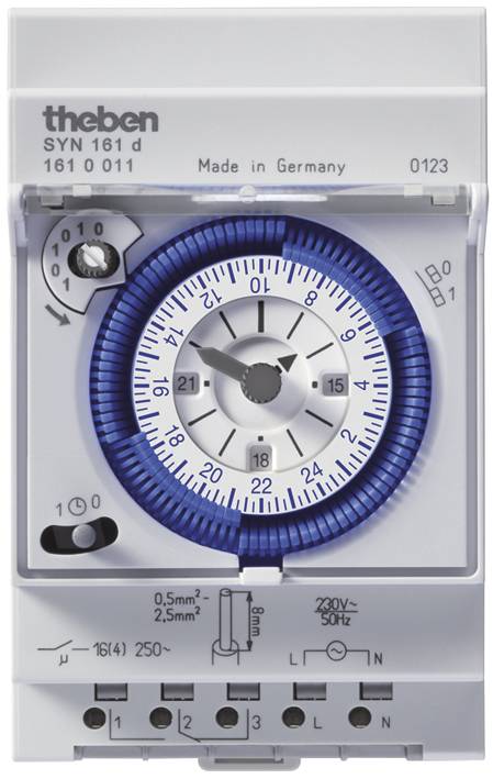 THEB Zeitschaltuhr analog SYN161D 24H ohne Gangreserve 3TE 1K 96SE THEB Zeitschaltuhr analog SYN161D 24H ohne Gangreserve 3TE 1K 96SE