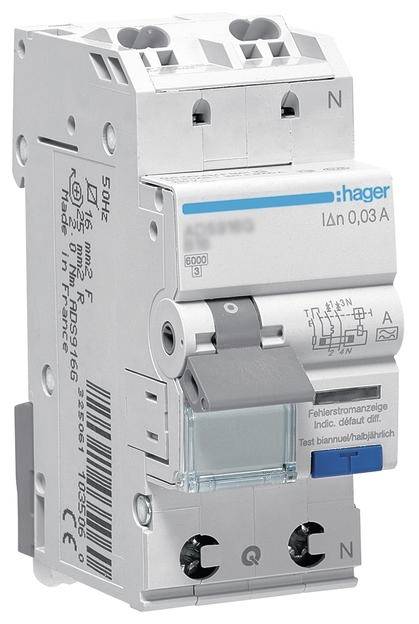 3250611068150 - HAGER ADS920D - Fehlerstrom-Leitungsschutzschalter 1P+N 6kA B-20 A 30mA Typ A 3250611068150 - HAGER ADS920D - Fehlerstrom-Leitungsschutzschalter 1P+N 6kA B-20 A 30mA Typ A
