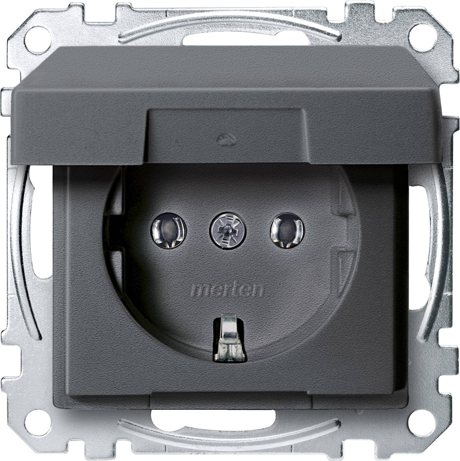 4042811139384 - Merten SCHUKO-Steckdose StK MEG2311-0414 mKlappdeckel anthrazit System M 4042811139384 - Merten SCHUKO-Steckdose StK MEG2311-0414 mKlappdeckel anthrazit System M