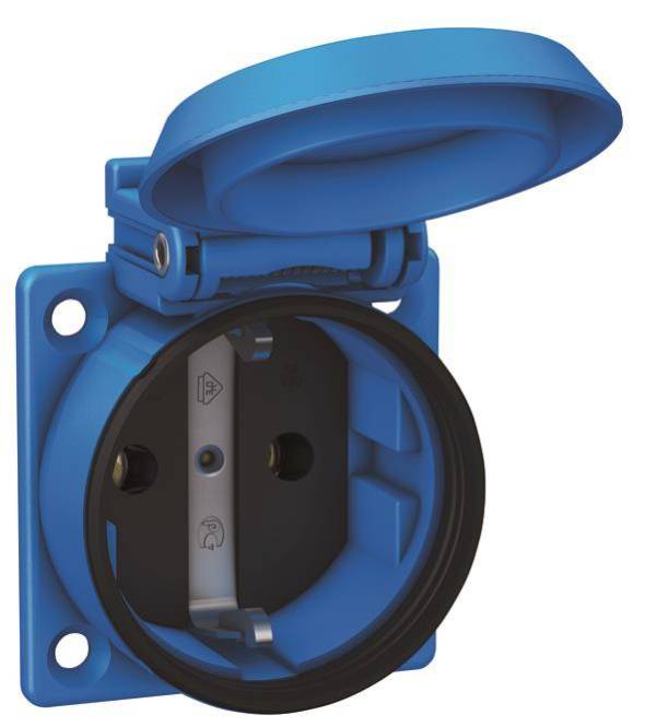 ABL Einbau-SCHUKO-Steckdose, 1561050 blau IP54 m. Schraubanschluss ABL Einbau-SCHUKO-Steckdose, 1561050 blau IP54 m. Schraubanschluss