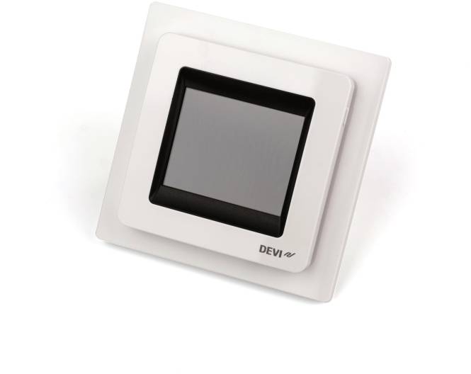 5703466225615 - DEVI DEVIreg Touch polarweiß 140F1071 UP Uhren-Thermostat 16A 230V mit Rahmen
