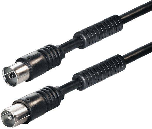 4004220138105 - Hapena Antennen-Kabel 1m sw 13810 Koax-Stecker -Koax-Kupplung 100dB Ferrit