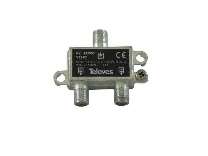 8424450192900 - Televes 2-fach Verteiler VT24D 5-1218MHz VD4dB 453003 8424450192900 - Televes 2-fach Verteiler VT24D 5-1218MHz VD4dB 453003