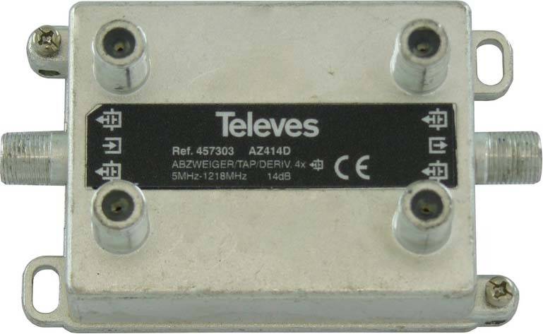 8424450193068 - Televes 4-fach Abzweiger AZ414D 5-1218 MHz AD14dB 457303 8424450193068 - Televes 4-fach Abzweiger AZ414D 5-1218 MHz AD14dB 457303
