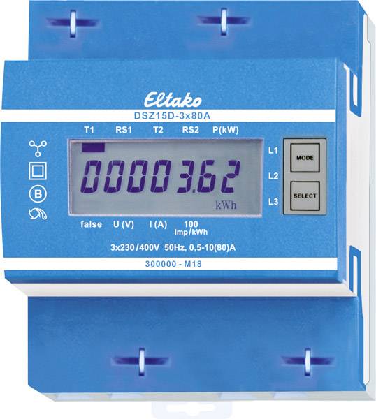 4010312501634 - Drehstromzähler 3x80A elektr digi 10A S0 geeicht b 230V N-L 400V L-L Zweitarif DSZ15D-3X80AMID - Eltako 4010312501634 - Drehstromzähler 3x80A elektr digi 10A S0 geeicht b 230V N-L 400V L-L Zweitarif DSZ15D-3X80AMID - Eltako