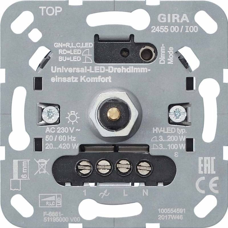 4010337031413 - GIRA 245500 S3000 Uni-LED-Drehdimm- einsatz Komfort Einsatz 4010337031413 - GIRA 245500 S3000 Uni-LED-Drehdimm- einsatz Komfort Einsatz