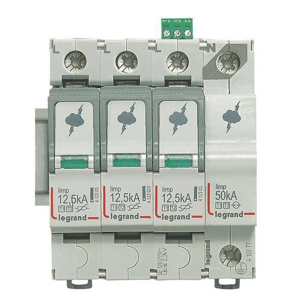 3414970517500 - Legrand 412277 Kombiableiter Typ 1+2 3+1 Schaltung fTT TN-S 230 400V 125kA 3414970517500 - Legrand 412277 Kombiableiter Typ 1+2 3+1 Schaltung fTT TN-S 230 400V 125kA