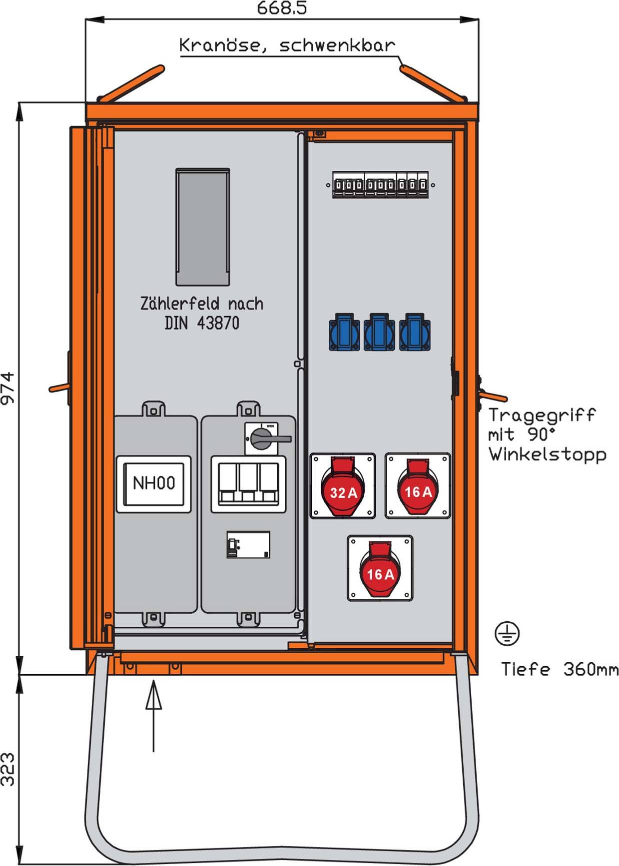 4015609061105 - Walther Anschlussverteiler WAV0100R1 22kVA ZählerplRCD Typ B 5 LS 3 CEE-Abg 4015609061105 - Walther Anschlussverteiler WAV0100R1 22kVA ZählerplRCD Typ B 5 LS 3 CEE-Abg