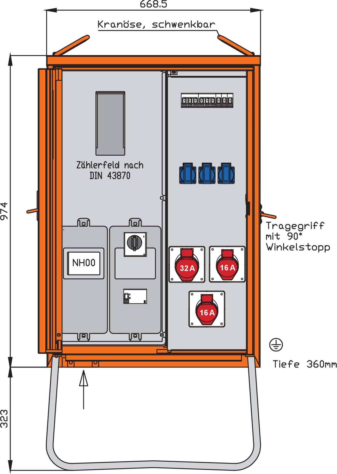 4015609068753 - Walther Anschlvertschrank WAV0100BR1 24kVA ZählerplRCD Typ B 5 LS 3 CEE-Abg 4015609068753 - Walther Anschlvertschrank WAV0100BR1 24kVA ZählerplRCD Typ B 5 LS 3 CEE-Abg
