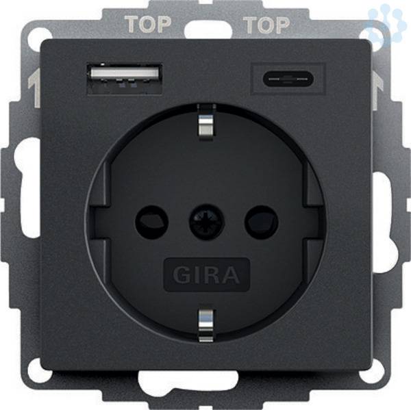4010337076285 - Steckdose 1f anth mt usb up mBS horiz meingebUSB-Spannungsversorgung IP20 245928 - anthrazit - Gira 4010337076285 - Steckdose 1f anth mt usb up mBS horiz meingebUSB-Spannungsversorgung IP20 245928 - anthrazit - Gira