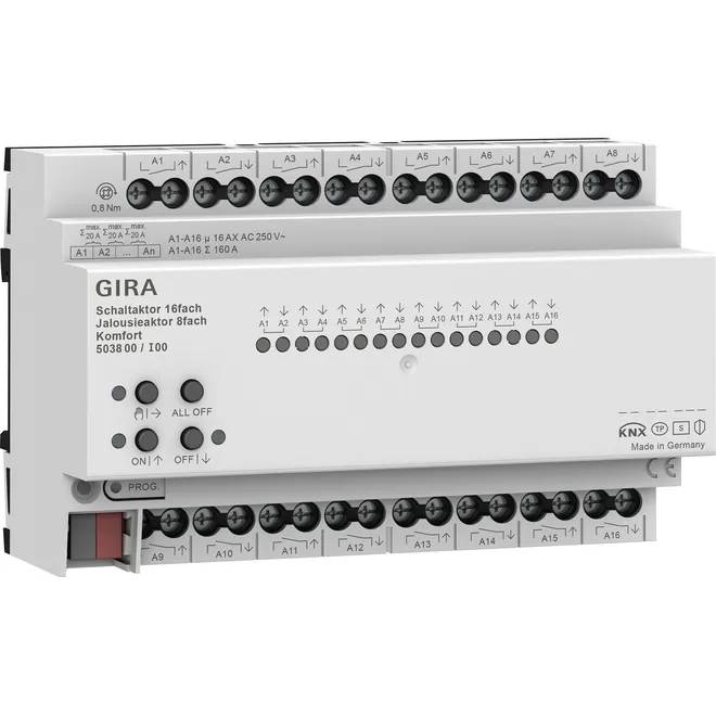 4010337060994 - GIRA 503800 Schalt- Jalousieaktor 16 8f 16A REG Komfort KNX Secure 4010337060994 - GIRA 503800 Schalt- Jalousieaktor 16 8f 16A REG Komfort KNX Secure