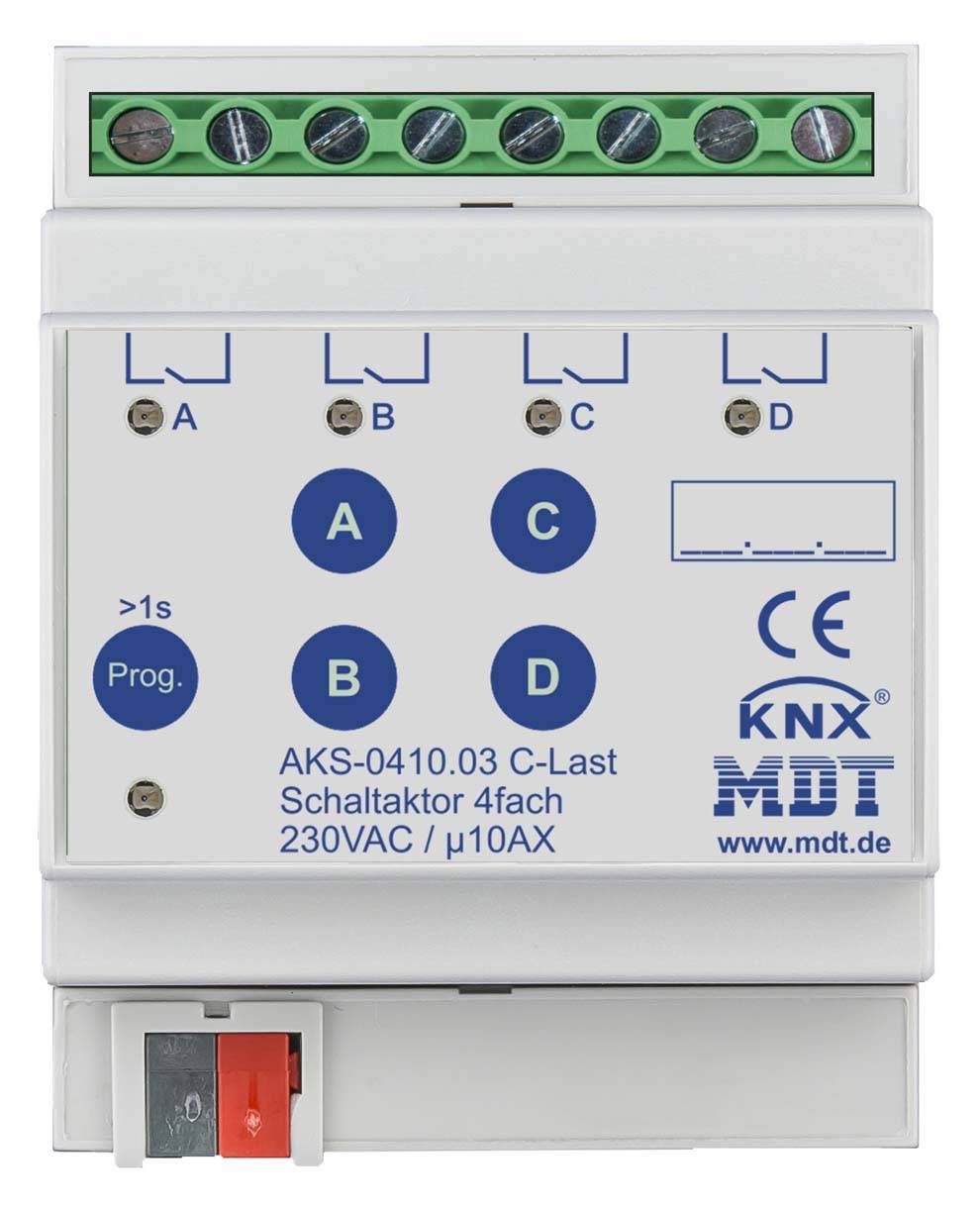 4251916130305 - MDT AKS-041003 Schaltaktor 4fach 4TE REG 10A 230VAC C-Last Standard 140 4251916130305 - MDT AKS-041003 Schaltaktor 4fach 4TE REG 10A 230VAC C-Last Standard 140