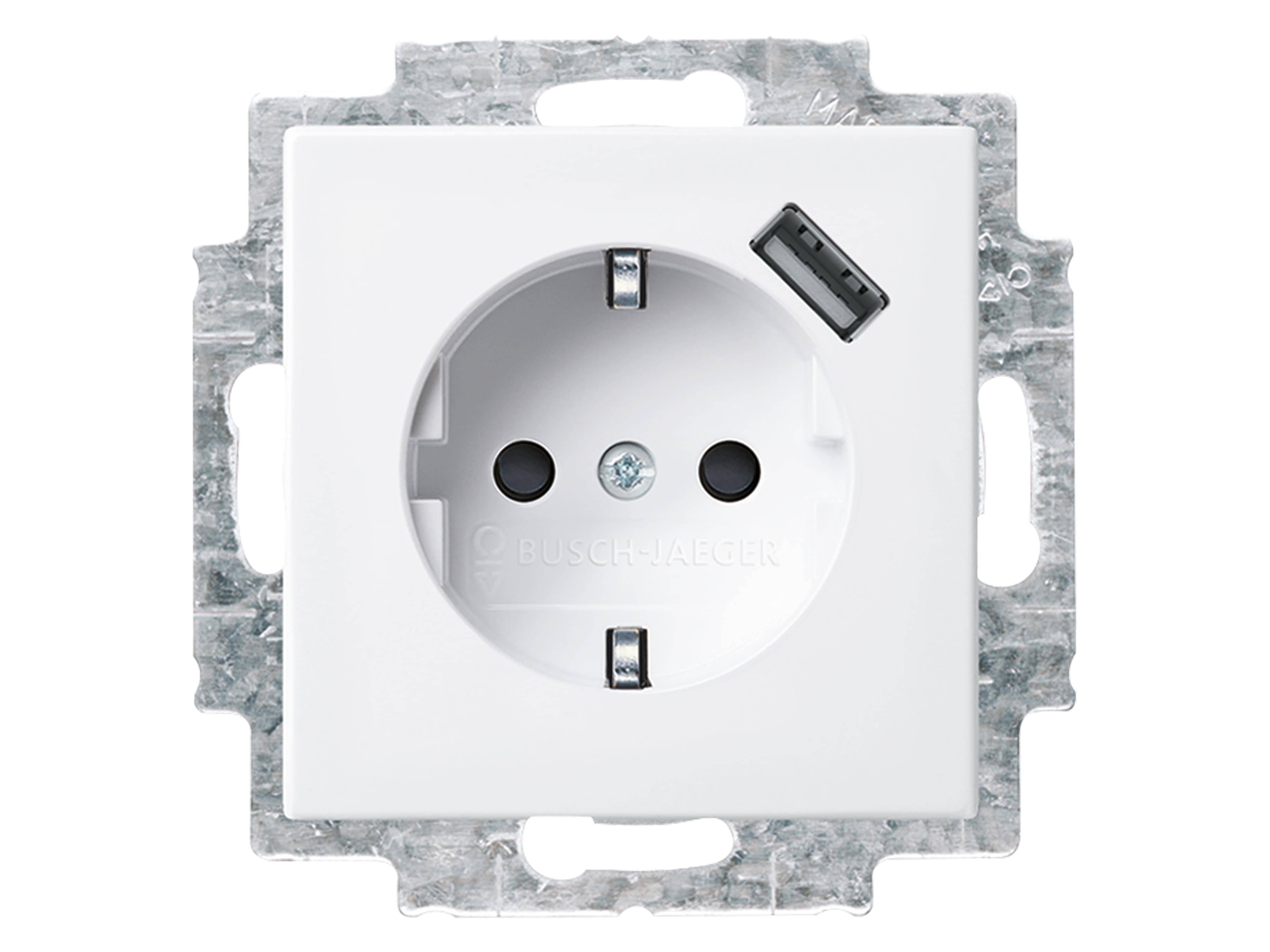 4011395303689 - Busch-jaeger Elektro - Busch-Jaeger Steckdose 1f rws glz up usb mBS horiz IP20 meingebUSB-Spannungsversorgung - weiß 4011395303689 - Busch-jaeger Elektro - Busch-Jaeger Steckdose 1f rws glz up usb mBS horiz IP20 meingebUSB-Spannungsversorgung - weiß