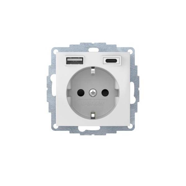 4011334528401 - Berker Steckdose SCHUKO USB A-C 48048989 S1 polarweiß glänzend 4011334528401 - Berker Steckdose SCHUKO USB A-C 48048989 S1 polarweiß glänzend