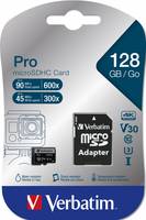 Verbatim microSDXC Card PRO 128GB 47044 U3,UHS-I,4K,90MB/s,SD-Adapter Verbatim microSDXC Card PRO 128GB 47044 U3,UHS-I,4K,90MB/s,SD-Adapter