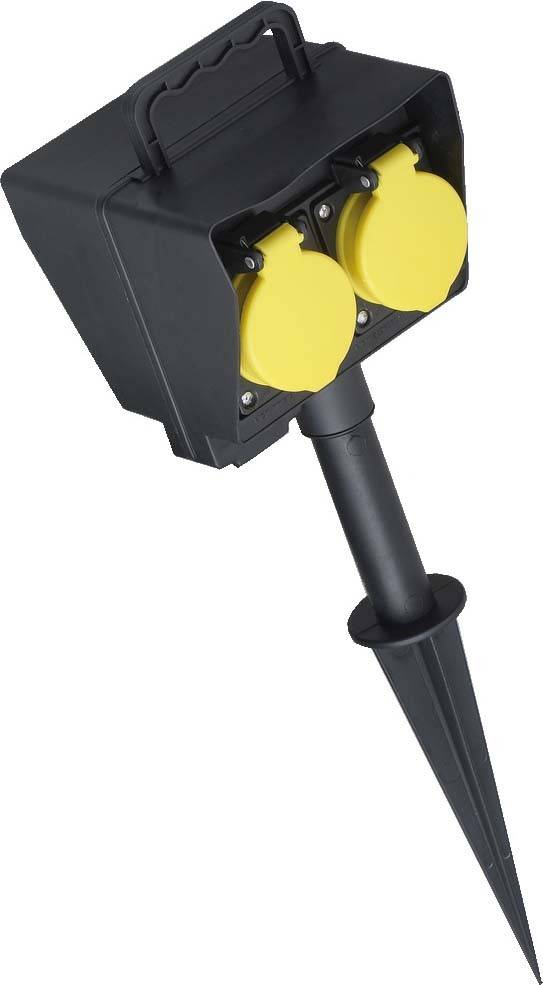 Bachmann Gartensteckdose IP44 394.180 mit Erdspieß und 2 Schuko-Steckdosen Bachmann Gartensteckdose IP44 394.180 mit Erdspieß und 2 Schuko-Steckdosen
