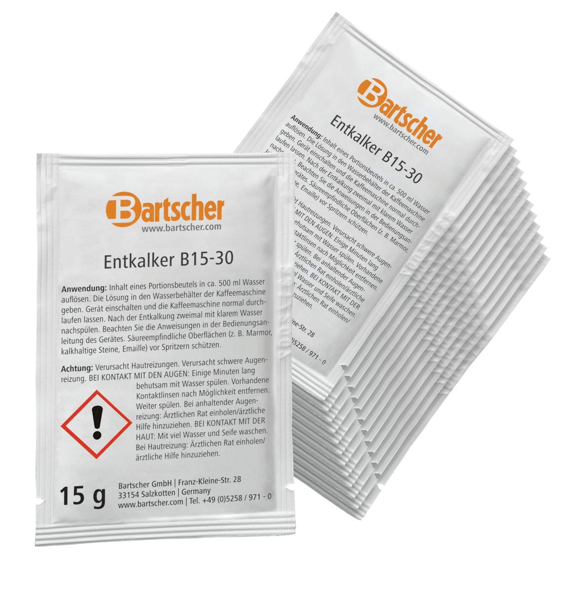 Bartscher Entkalker B15-30 190065 30 Beutel a 15g für Kaffeemaschinen Bartscher Entkalker B15-30 190065 30 Beutel a 15g für Kaffeemaschinen