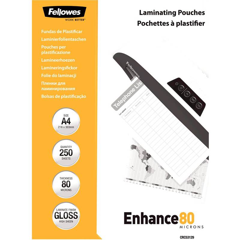 Fellowes Laminierfolie Capture A4 80Mikron glänzend 250P