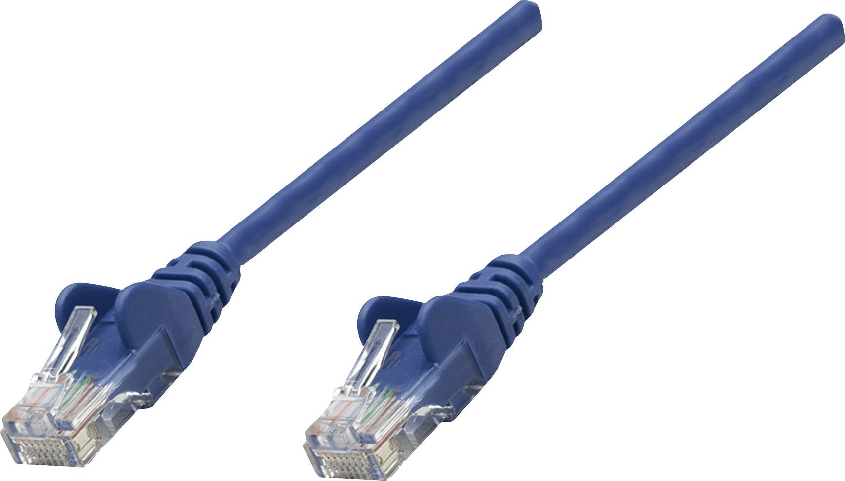 INTELLINET Patchkabel RJ45 U/UTP Cat5e 0.5m Hebelschutz blau