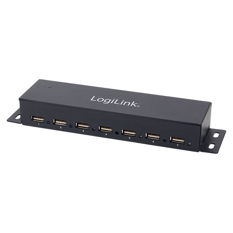 Logilink USB-HUB 7-Port metall LED-Anzeige m. Netzteil