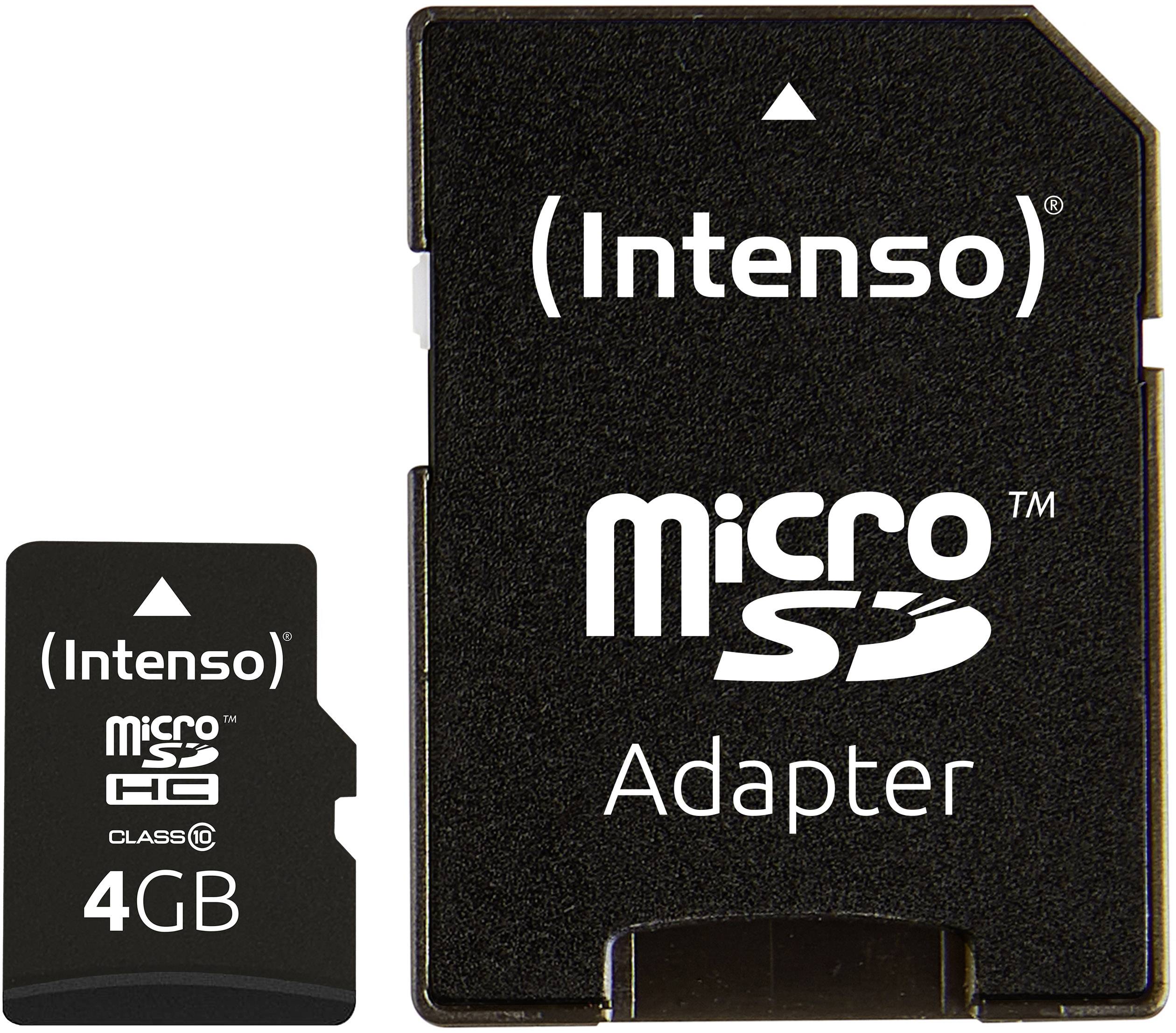 Intenso SD MicroSD Card 4GB Class10 inkl. SD Adapter Micro SD Karten