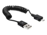 DELOCK USB Kabel A -> Micro-B St/St 0.20m-0.60cm Spiralkabe