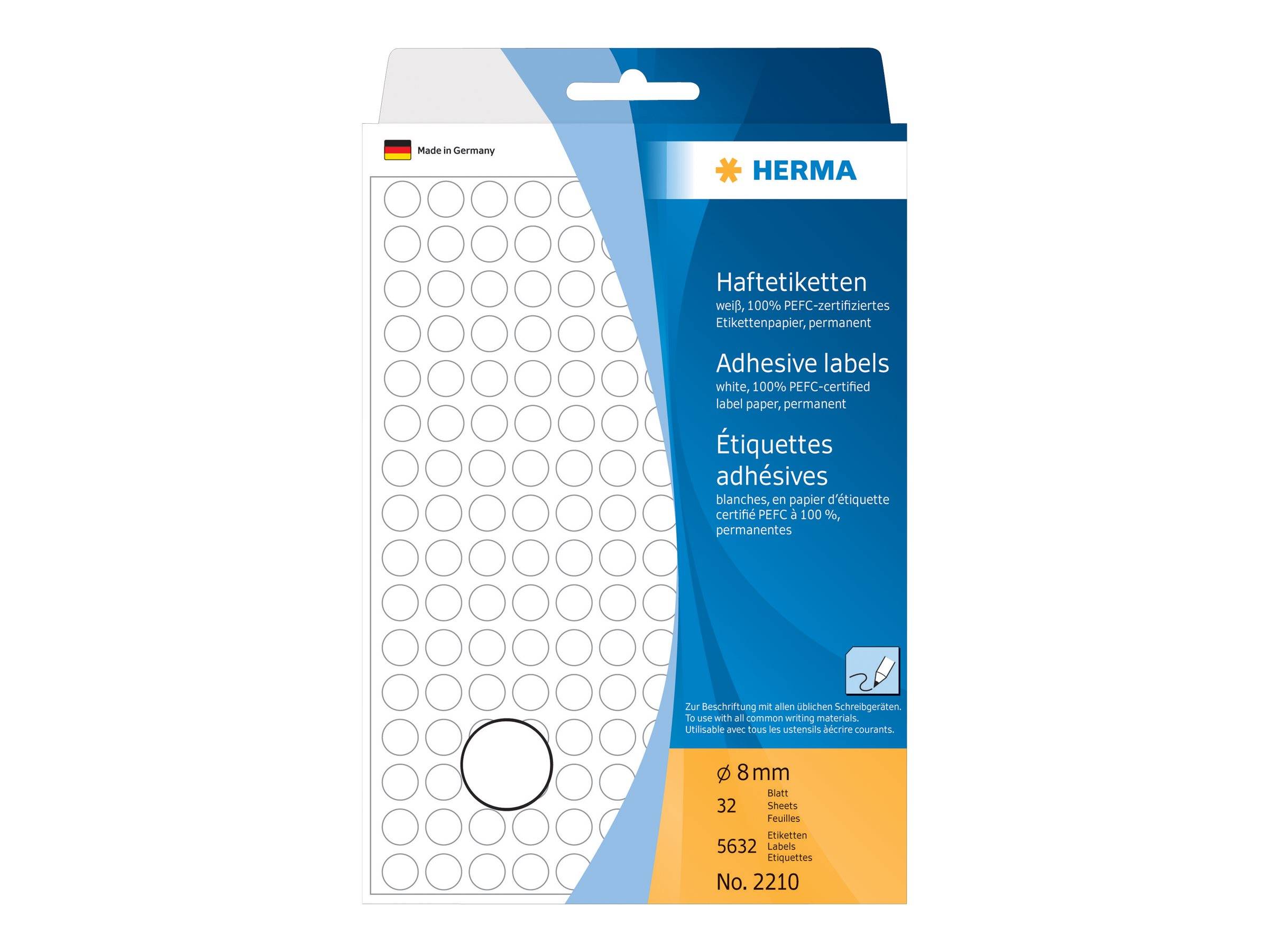 HERMA Vielzwecketiketten weiß 8 mm rund Papier 5632 St. Etiketten