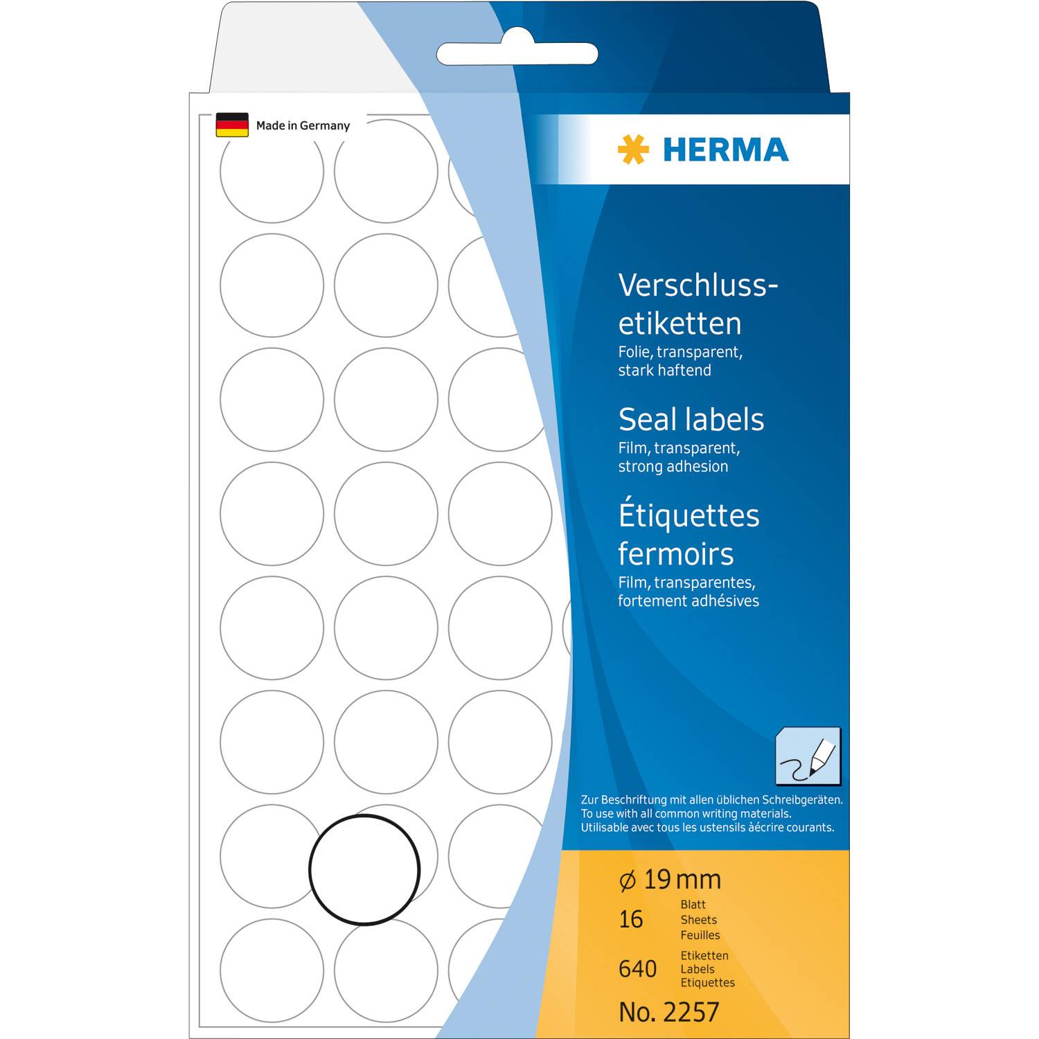 HERMA Verschlussetik. transp. 19 mm extrem haftend 640 St. Etiketten