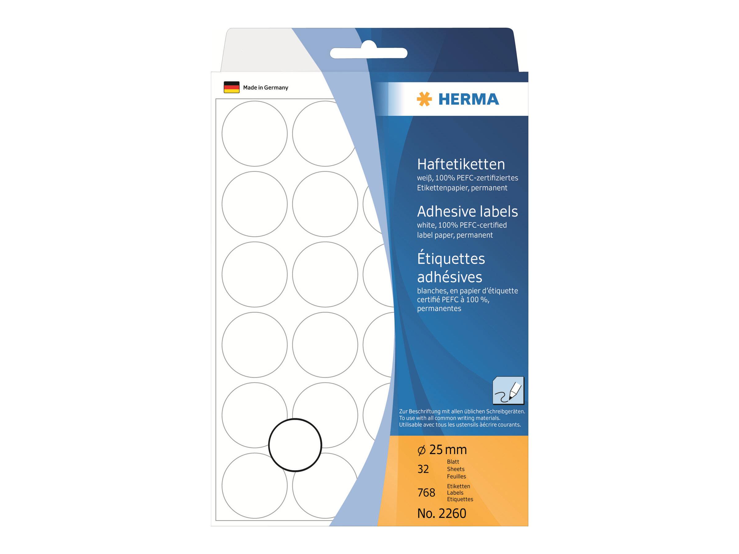 HERMA Vielzwecketiketten weiß 25 mm rund Papier 768 St. Etiketten