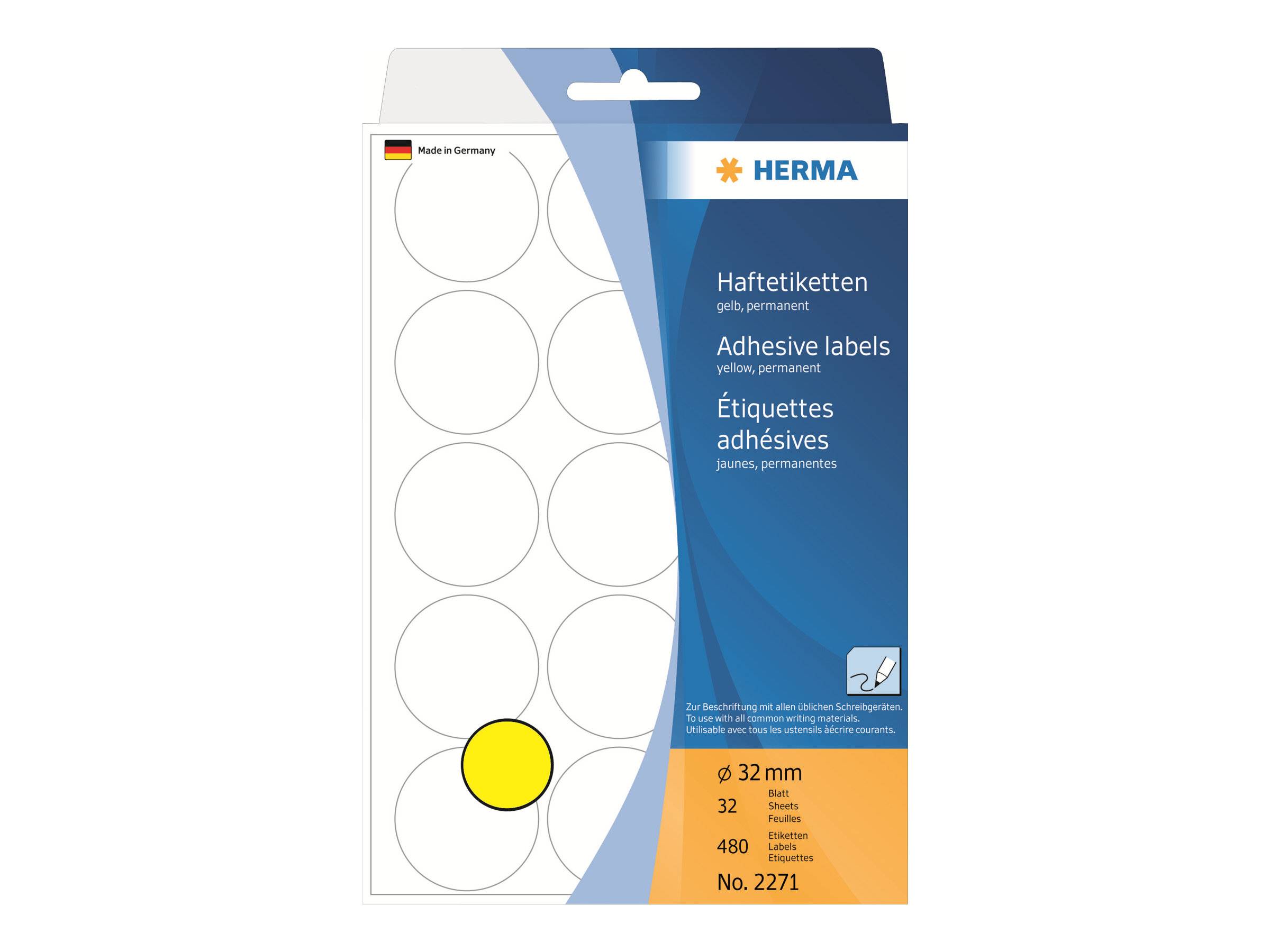 HERMA Vielzwecketiketten gelb 32 mm rund Papier 480 St. Etiketten