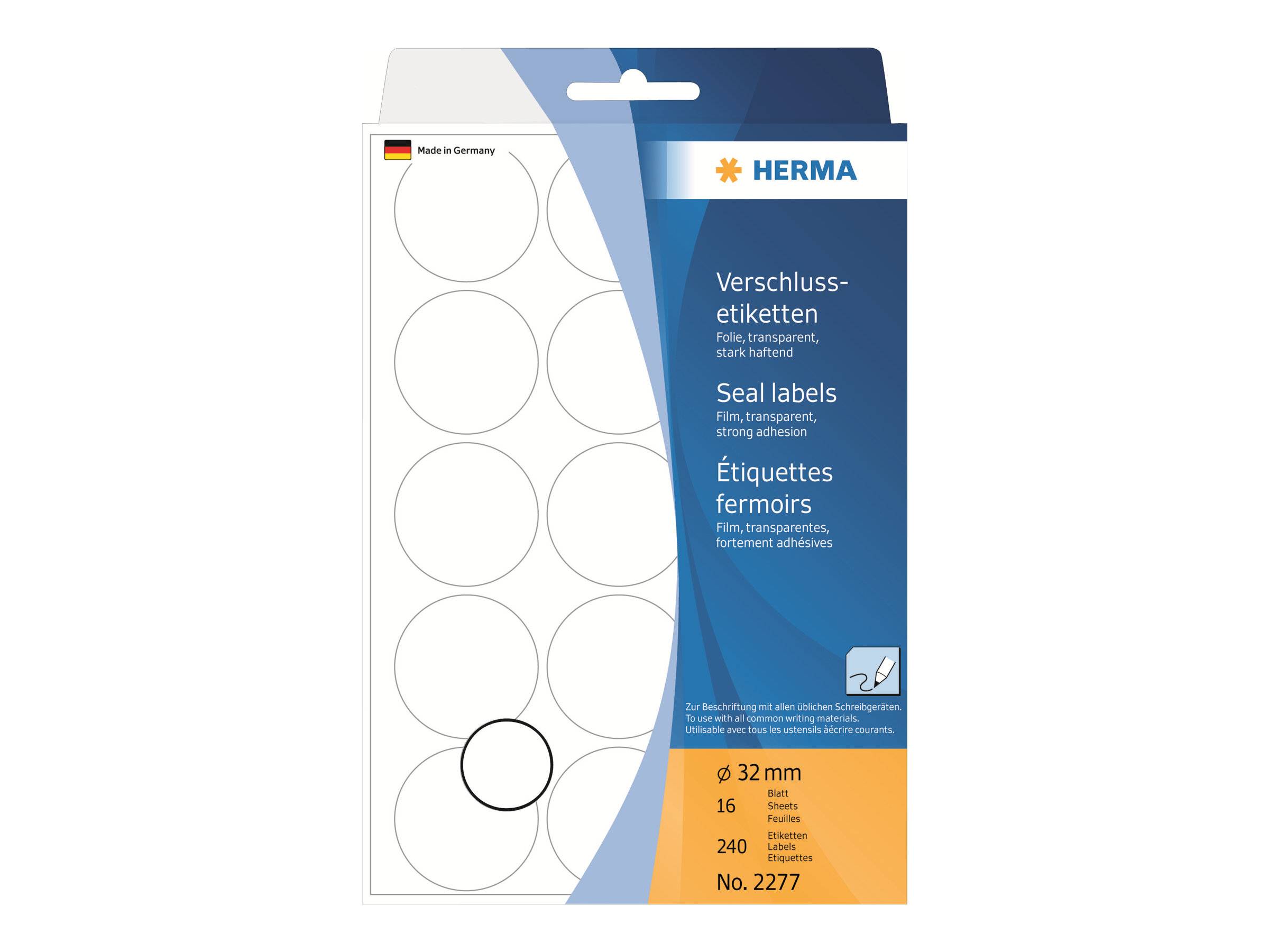 HERMA Verschlussetik. transp. 32 mm extrem haftend 240 St. Etiketten