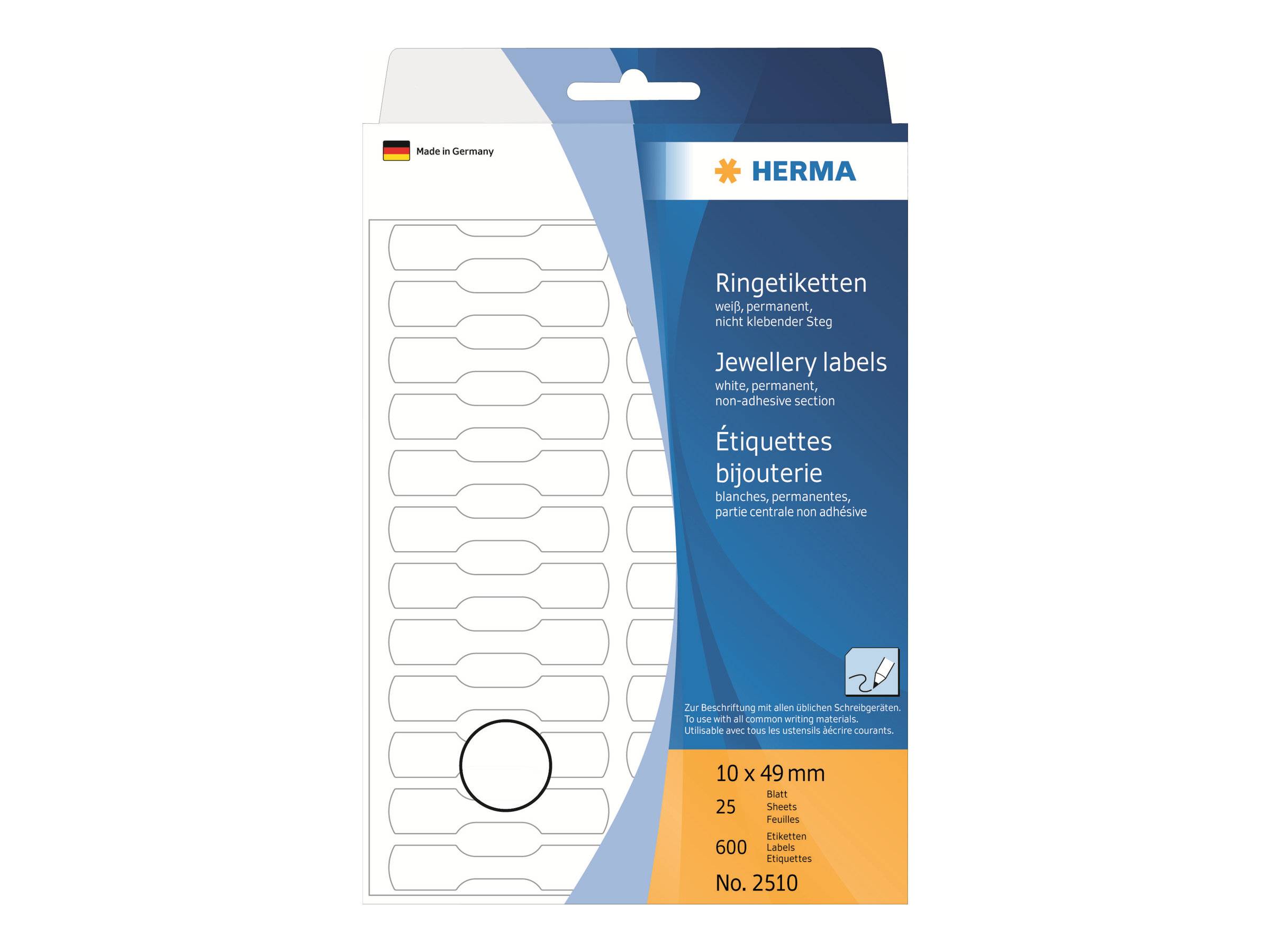 HERMA Ringetiketten weiß 10x49 mm Halbkarton matt 600 St. Etiketten