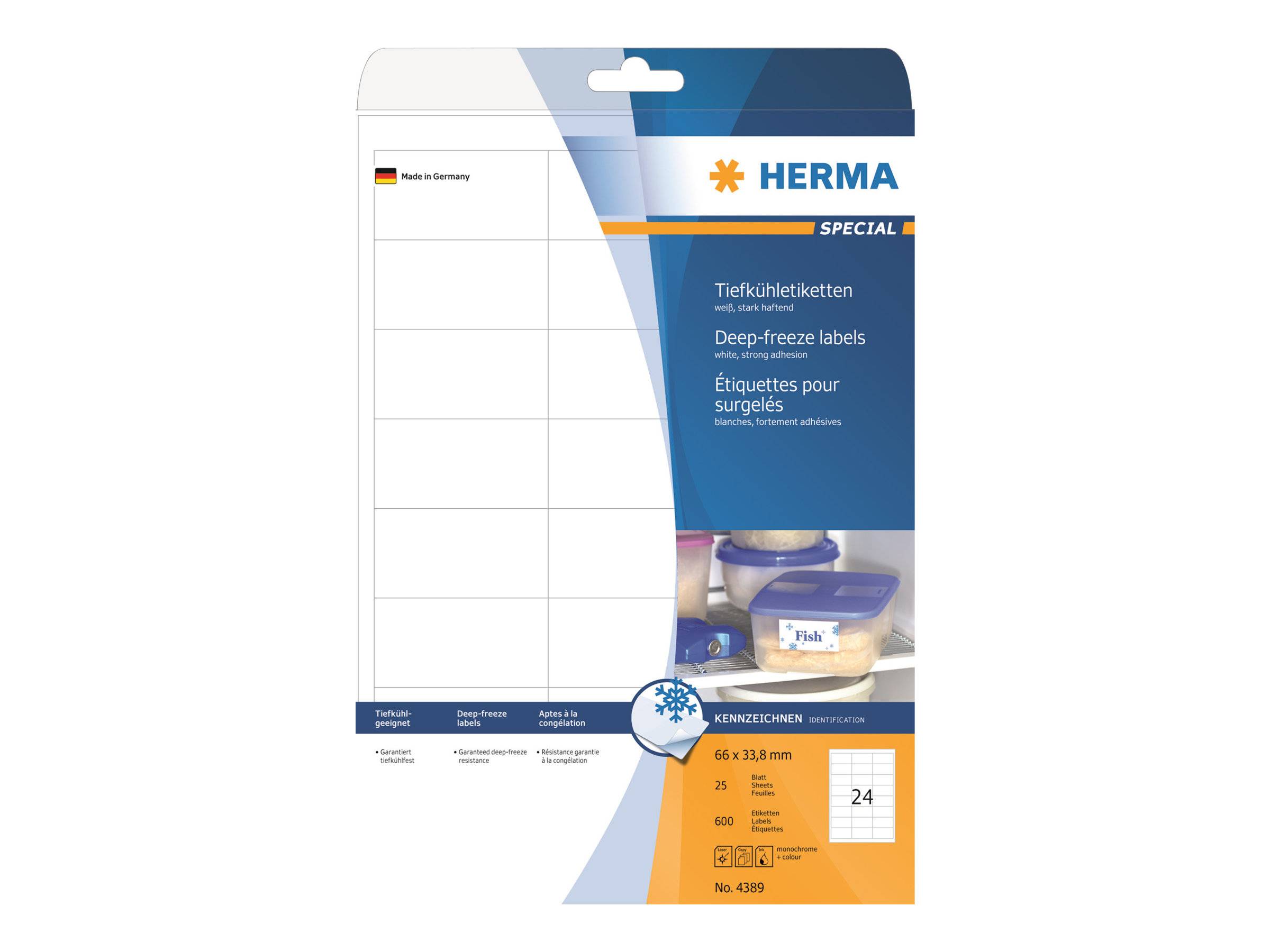 HERMA Tiefkühletiketten A4 weiß 66x33,8 mm Papier 600 St. HERMA Tiefkühletiketten A4 weiß 66x33,8 mm Papier 600 St.