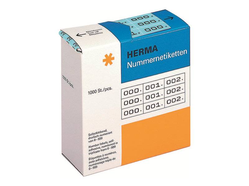 HERMA Nummernetik. 3fach selbstkl. 10x22 mm blau/schwarz Etiketten
