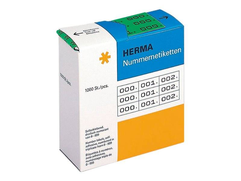 HERMA Nummernetik. 3fach selbstkl. 10x22 mm grün/schwarz Etiketten