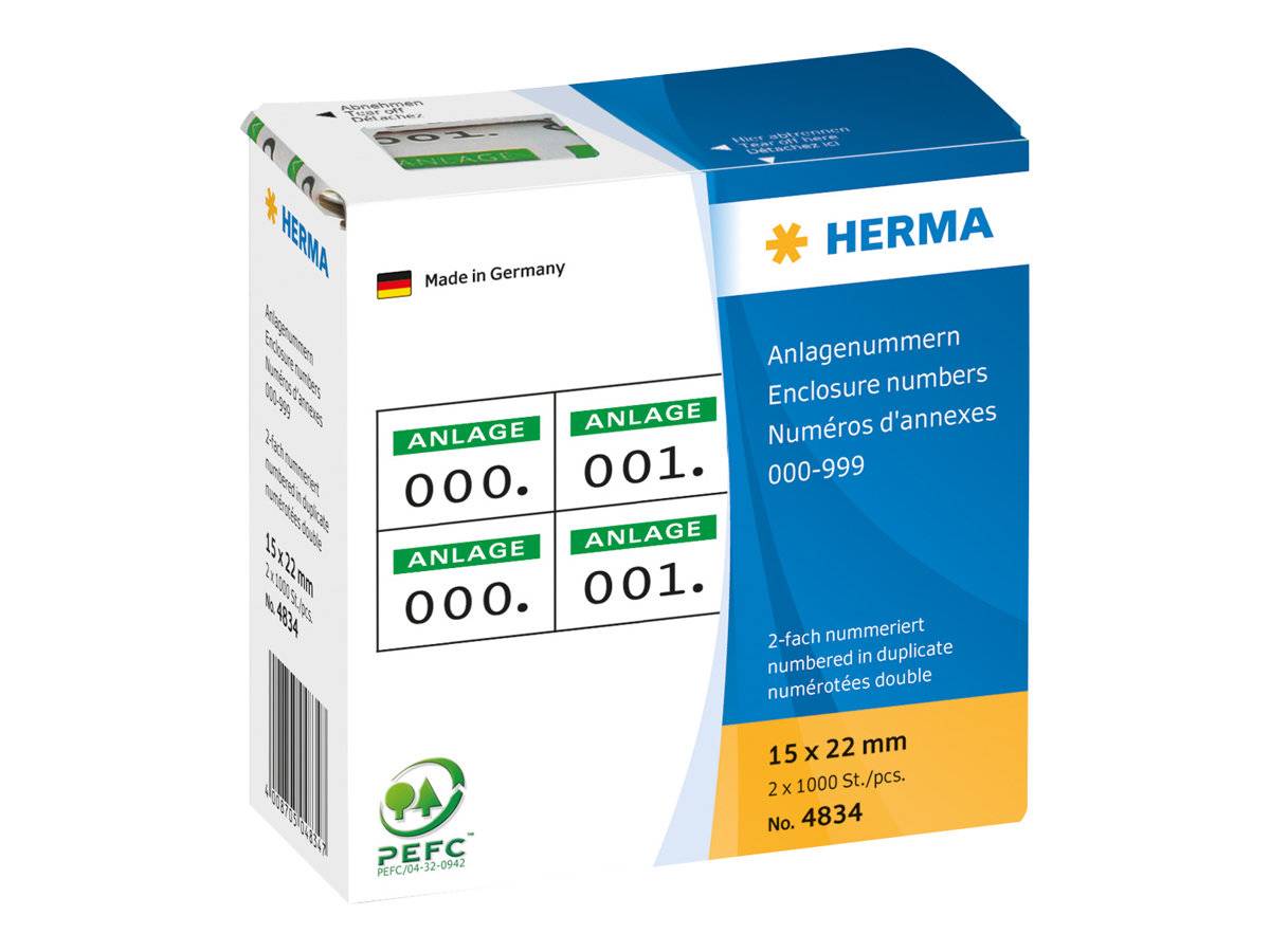 HERMA Anlagennr. selbstkl. 2-fach 15x22 mm Aufdruck grün Etiketten