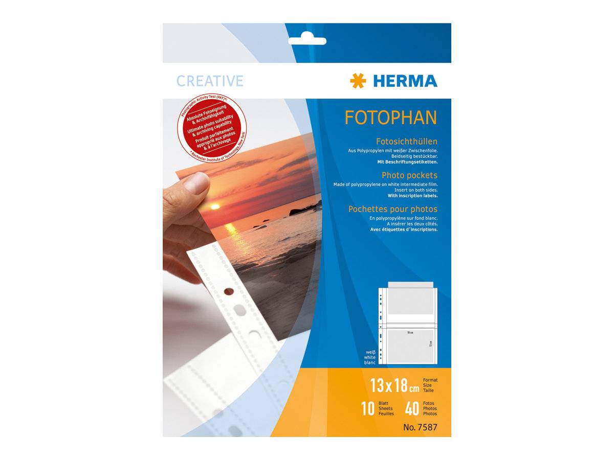 HERMA Fotosichthüllen 130 x 180 mm quer weiß 10 Hüllen PapierBüroSchreibwar
