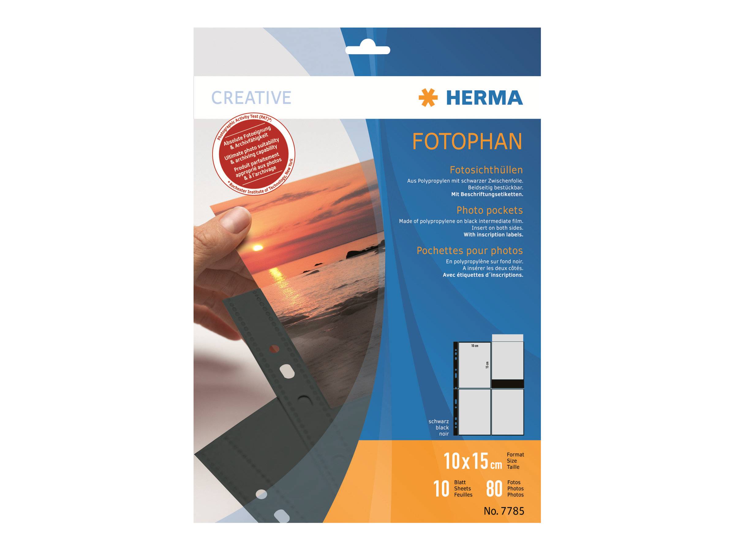 HERMA Fotosichthüllen 100 x 150 mm hoch schwarz 10 Hüllen PapierBüroSchreibwar