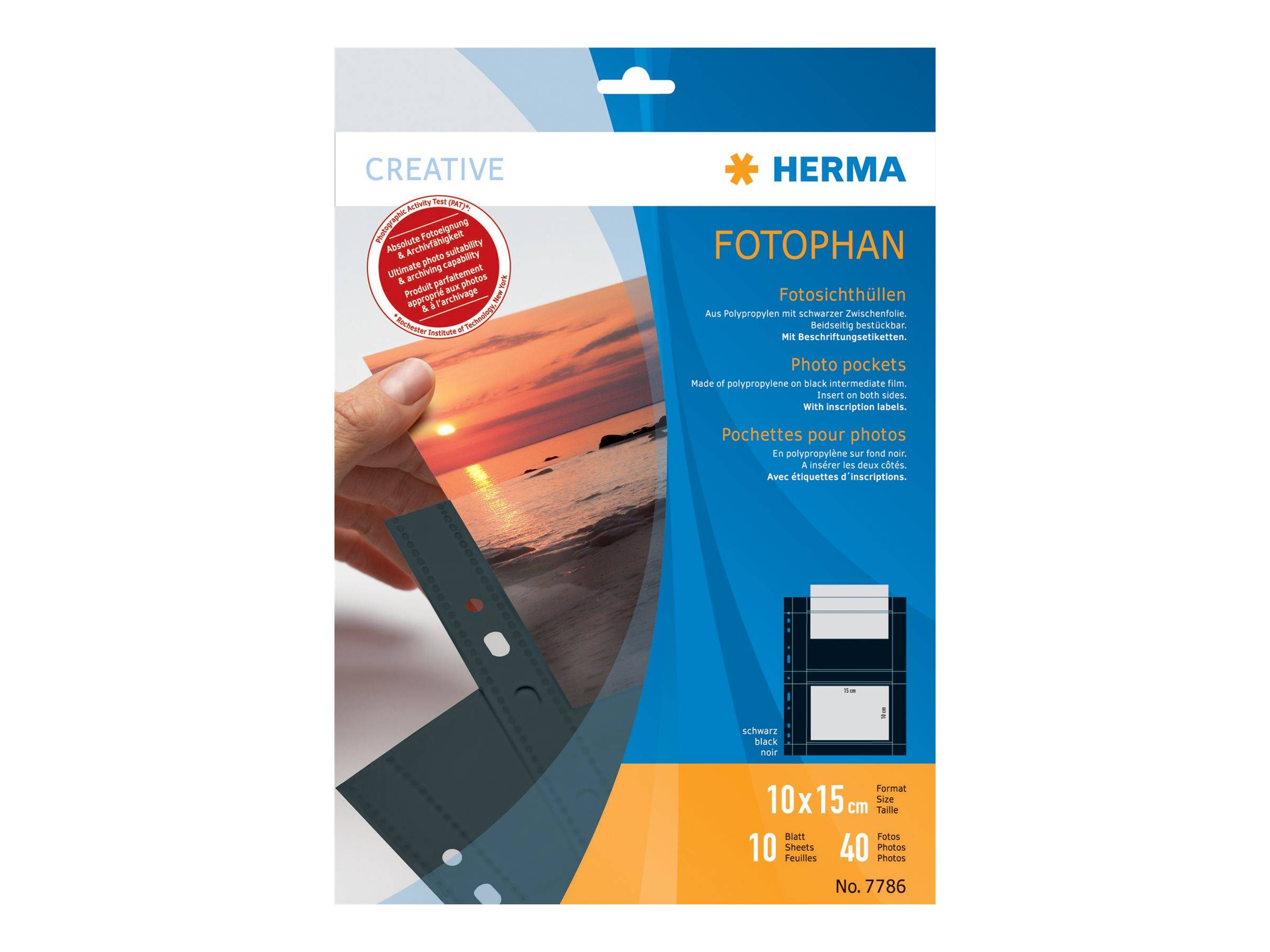 HERMA Fotosichthüllen 100 x 150 mm quer schwarz 10 Hüllen PapierBüroSchreibwar