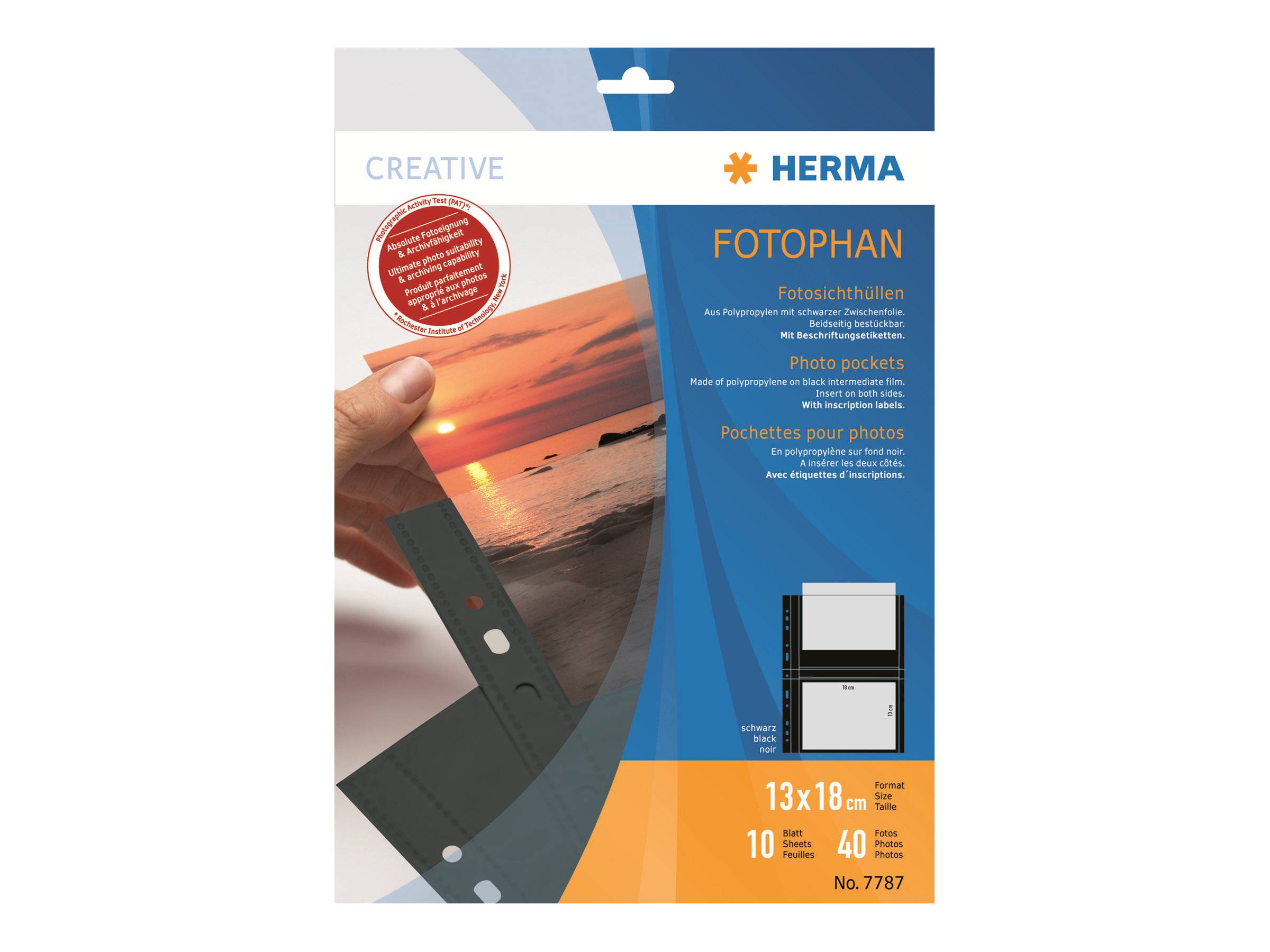 HERMA Fotosichthüllen 130 x 180 mm quer schwarz 10 Hüllen PapierBüroSchreibwar